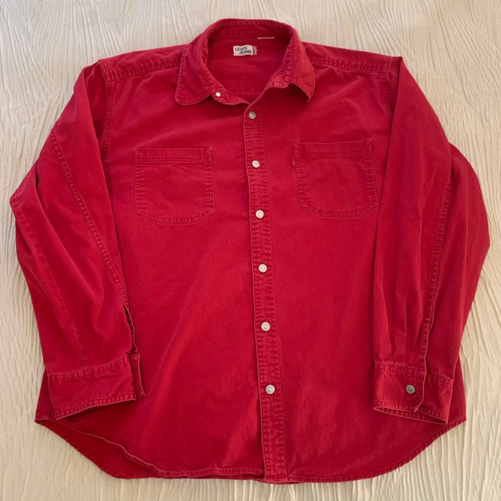 Vintage Levi’s Bright Red Denim Overshirt/Shirt Jacket, size XL